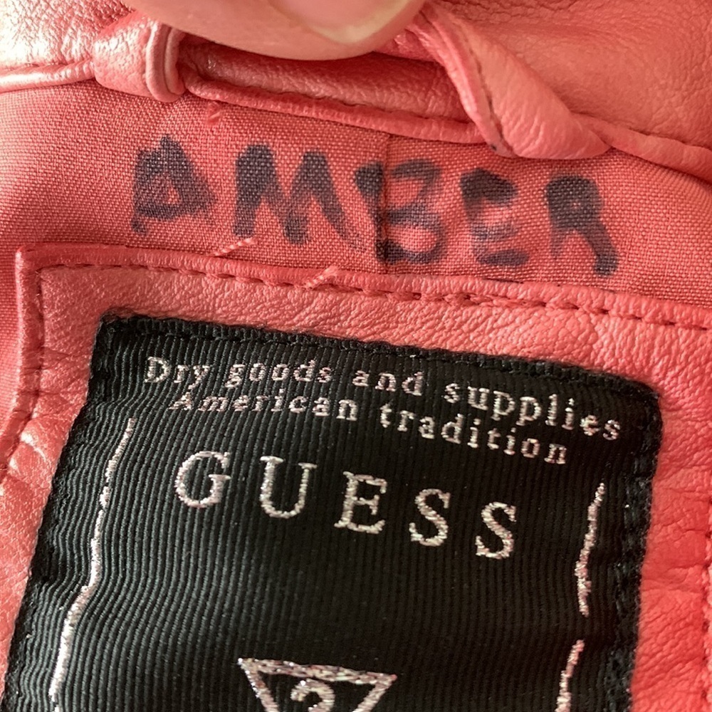 GUESS pink crop faux leather jacket XS - Picture 11 of 11
